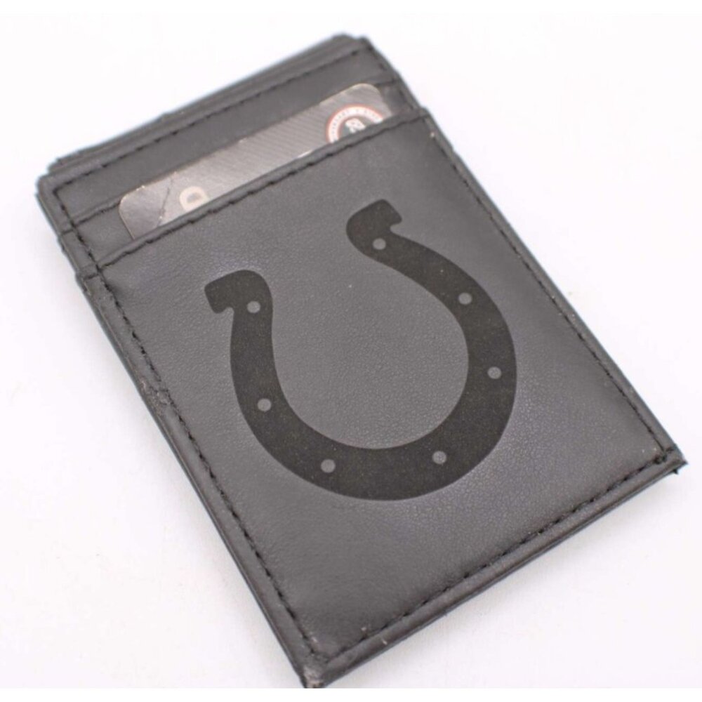 Indianapolis Colts NFL Logo Slim Bifold Pocket Wallet ID Card Holder Black NEW